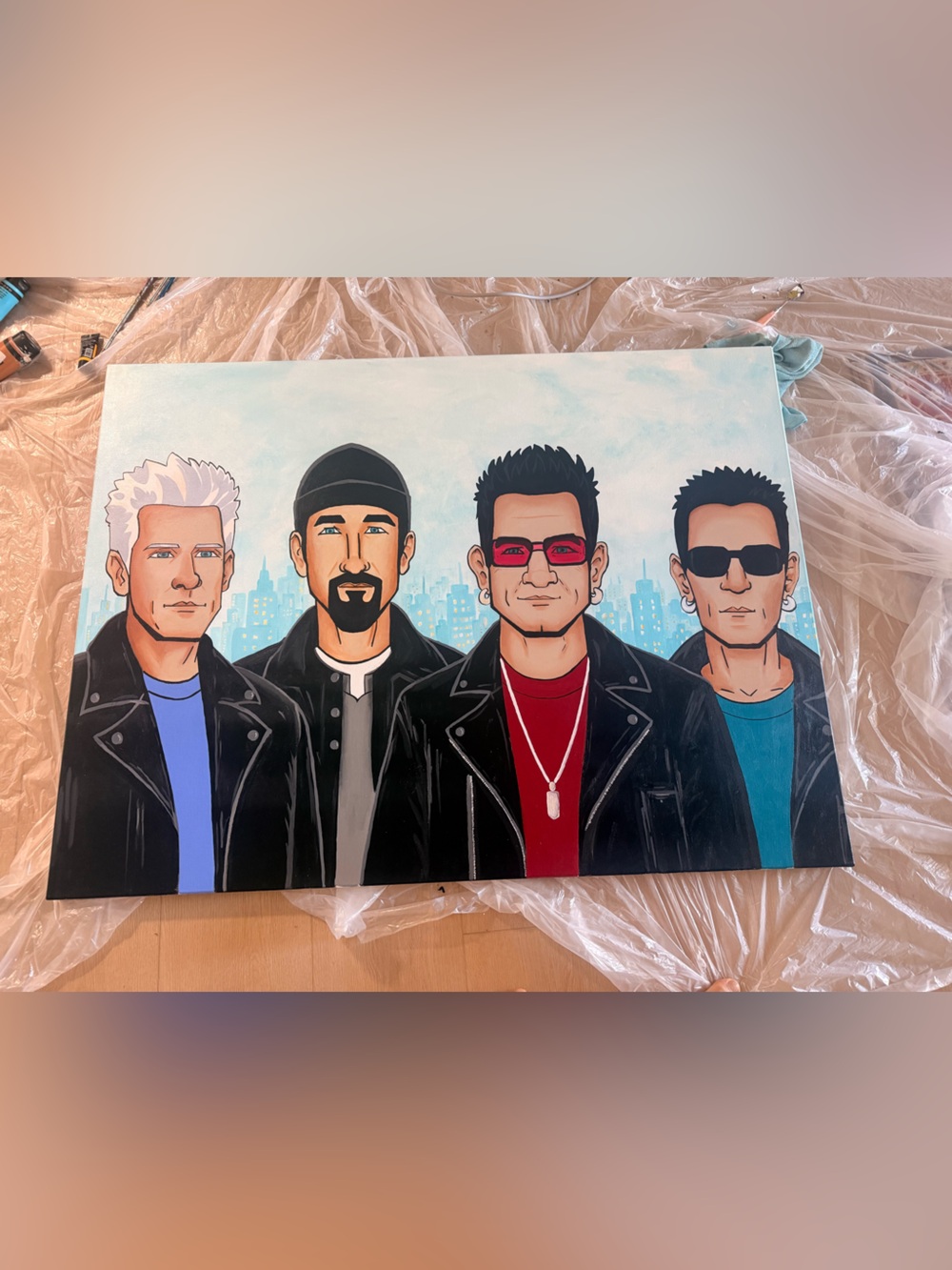 Hand-Painted Pop Art Portrait Canvas - U2